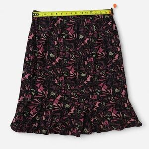 Sag Harbor Black Floral A-Line Skirt